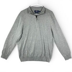 Vineyard Vines Mens Grey Quarter Zip Pullover Sweater Cotton Cashmere Large